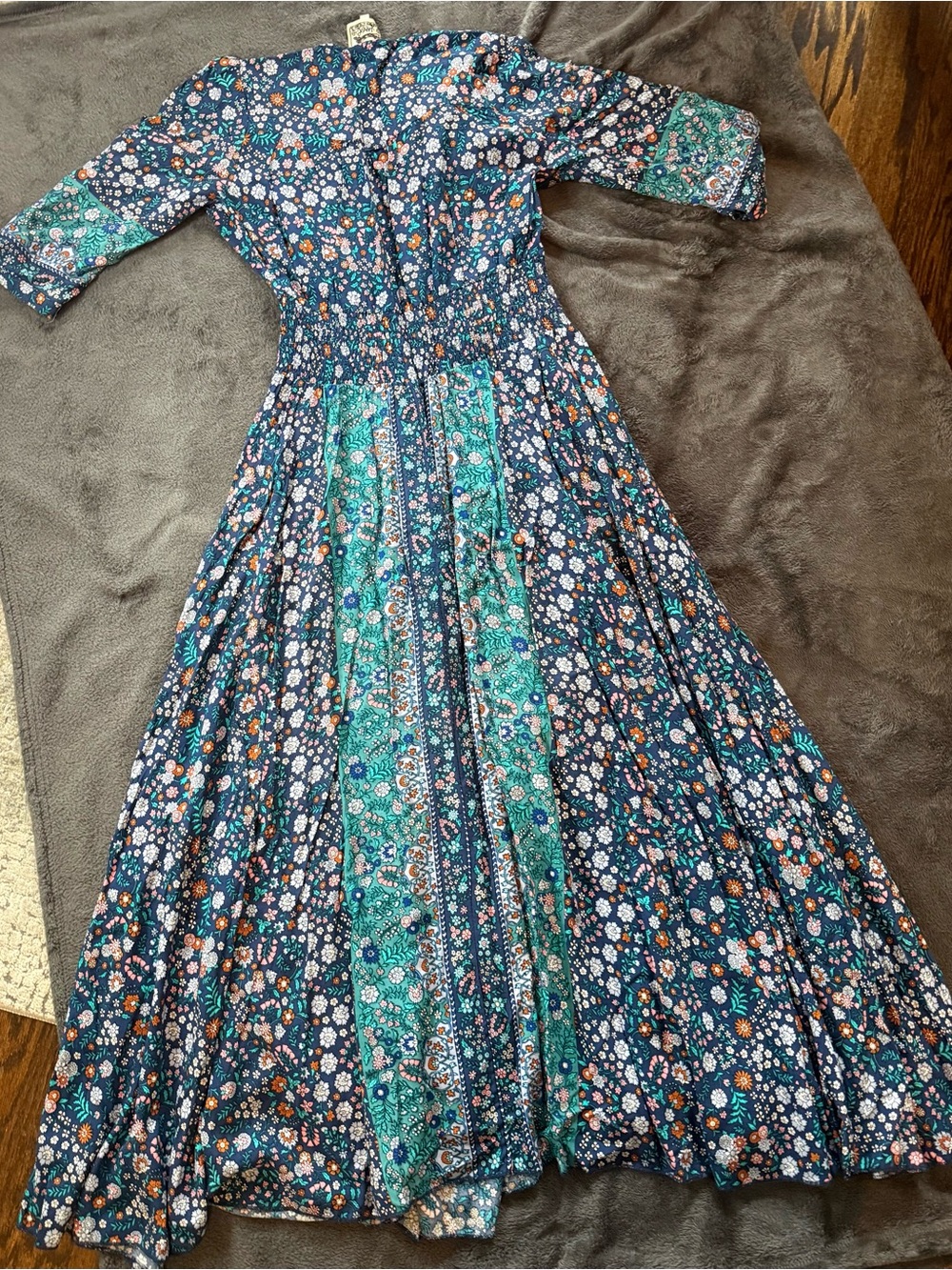 Jaase Teal & Navy Floral Boho Maxi Dress - Picture 11 of 16